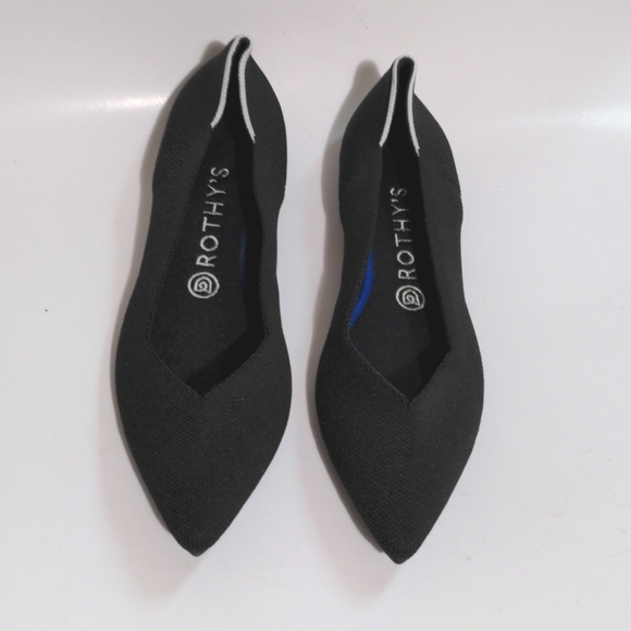 ROTHY'S THE POINT BLACK SOLID WOMEN'S FLAT SHOES - Picture 2 of 16